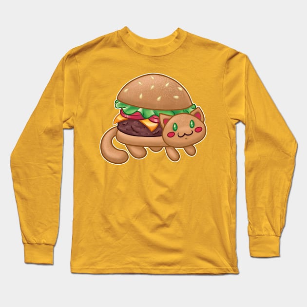 Burger Cat (Catfood Series) Long Sleeve T-Shirt by klawzie